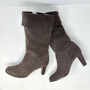 Ann Taylor Loft Suede Fold Over Slouchy Brown Boots 9